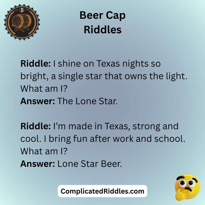 Lone Star Beer Cap Riddles