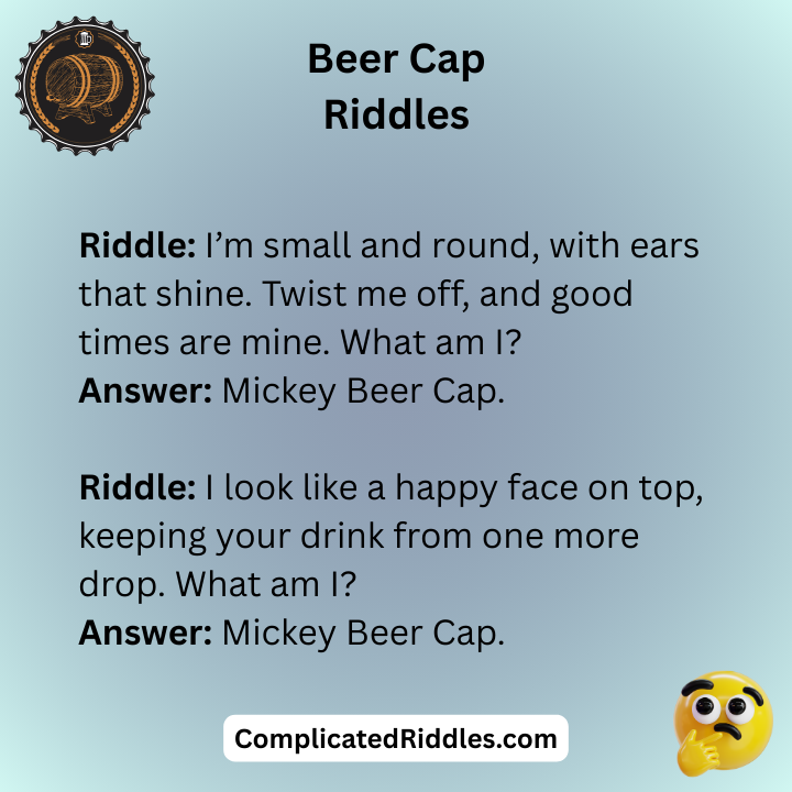 Mickey Beer Cap Riddles