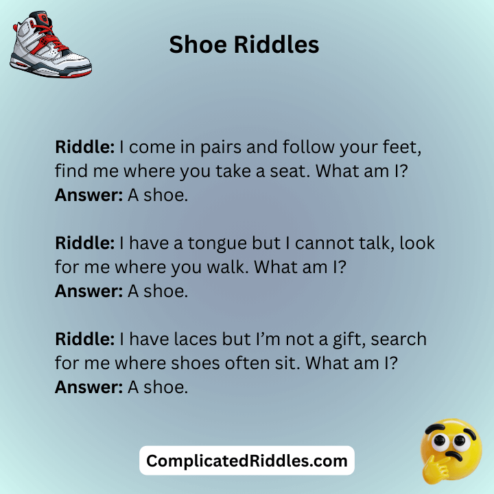 Shoe Riddles For Treasure Hunt With Answers