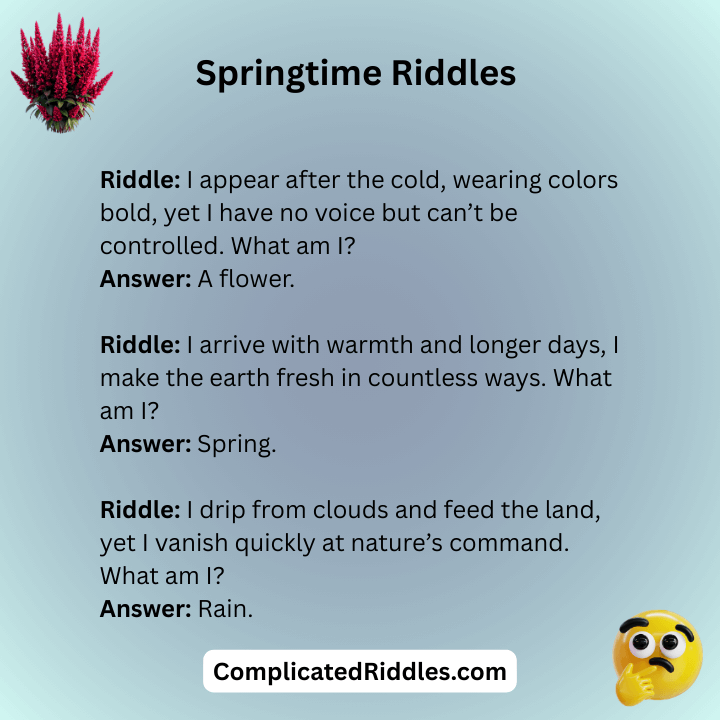 Springtime Riddles For Adults