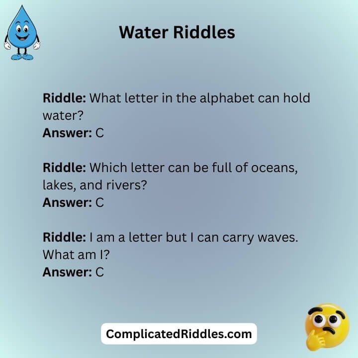 What Letter In The Alphabet Holds Water Riddles