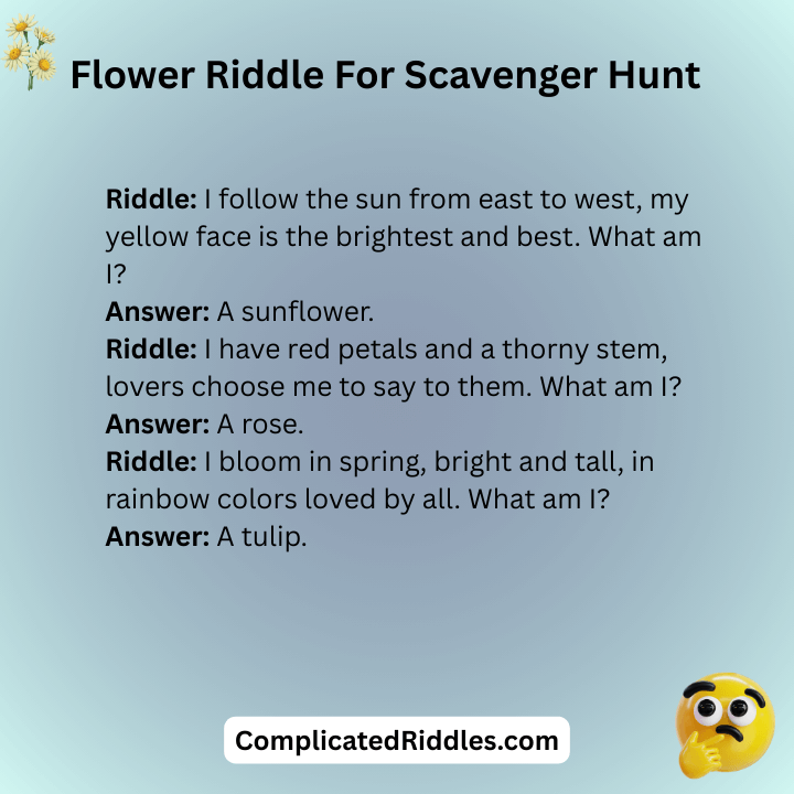 Flower Riddle For Scavenger Hunt 