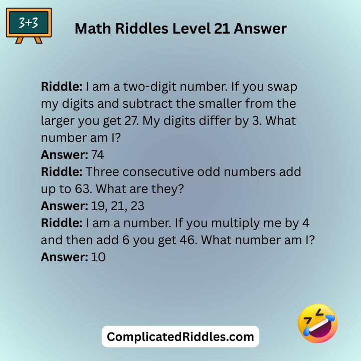 Math Riddles Level 21 Answers