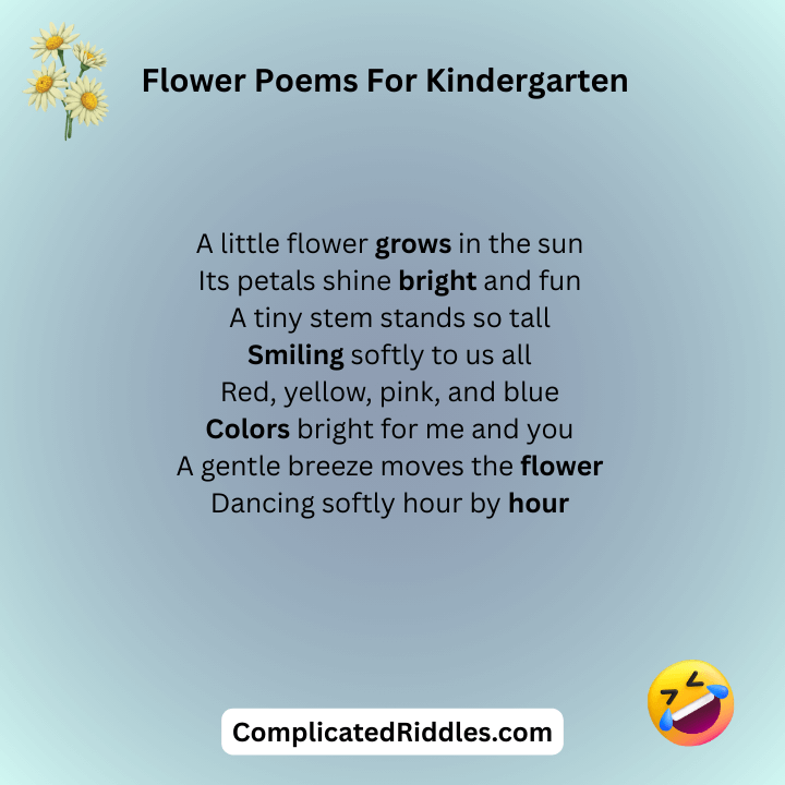 Flower Poems For Kindergarten