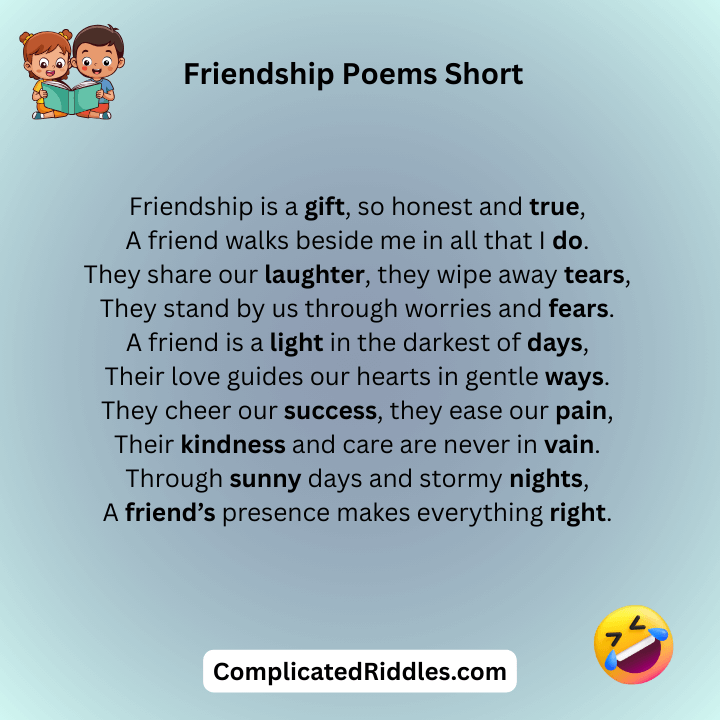 Friendship Poems Short