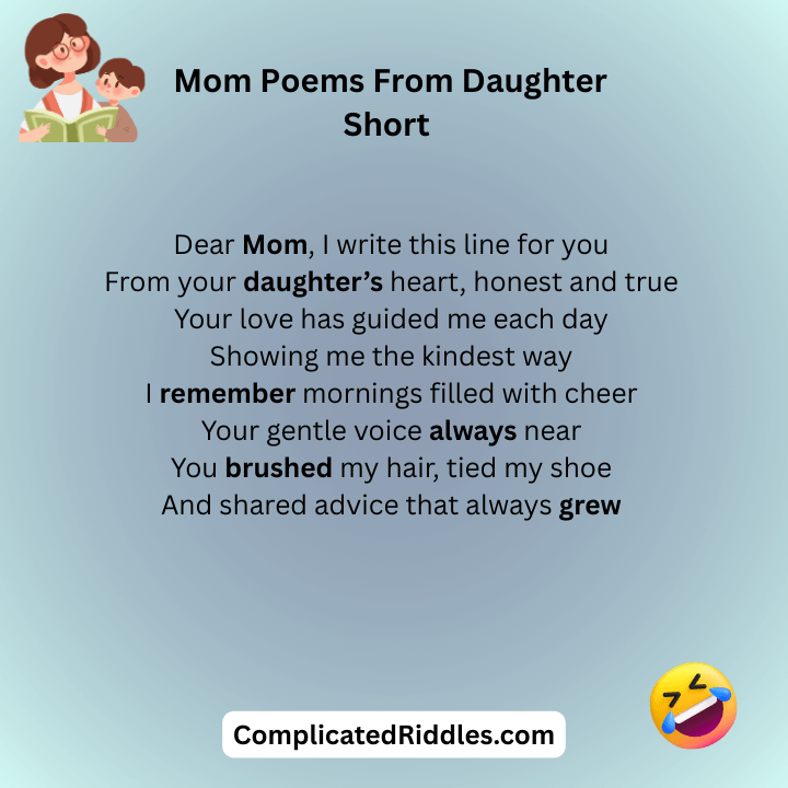 Mom Poems From Daughter Short