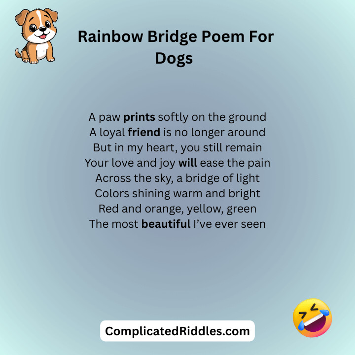 Rainbow Bridge Poem For Dogs