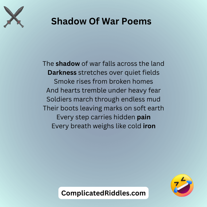 Shadow Of War Poems