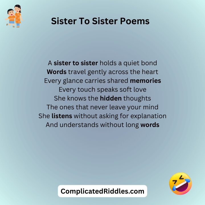 Sister To Sister Poems