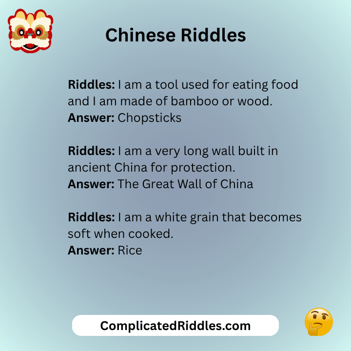 Chinese Riddles With Answers