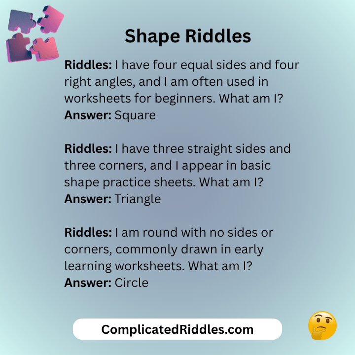 Shape Riddles Worksheets